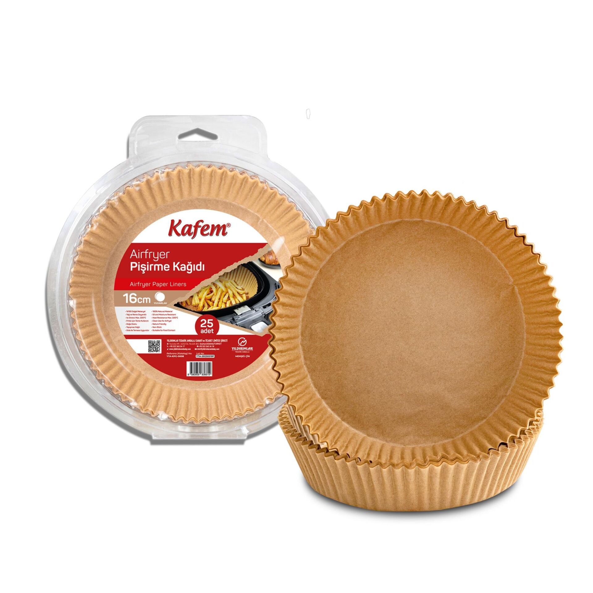 Kafem Airfryer Pişirme Kağıdı Yuvarlak 16cm 25 li