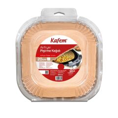 Kafem Airfryer Pişirme Kağıdı Kare 20cm 25 li x 20 Paket (Koli)