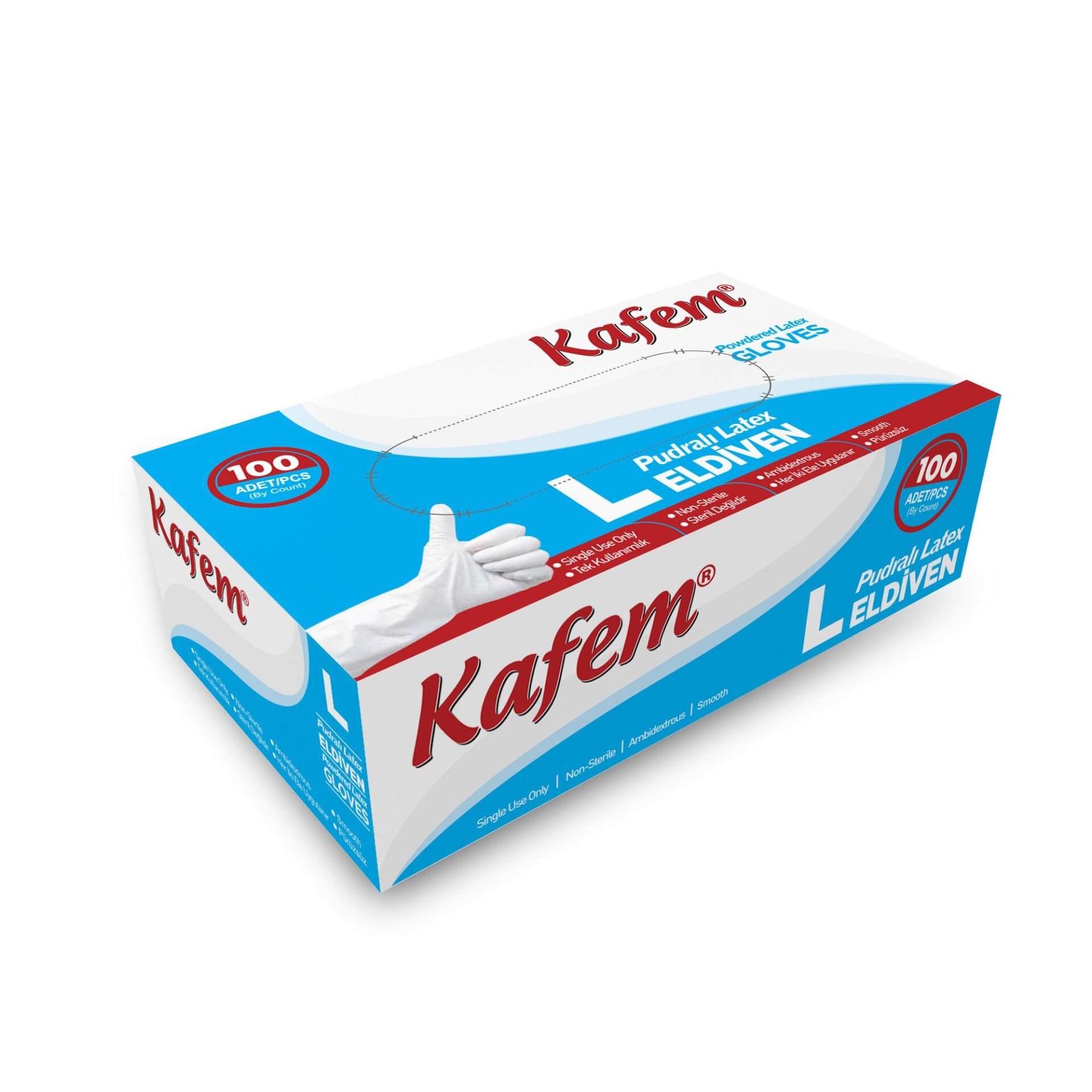 Kafem Beyaz Lateks Eldiven Pudralı (L) 100 Lü