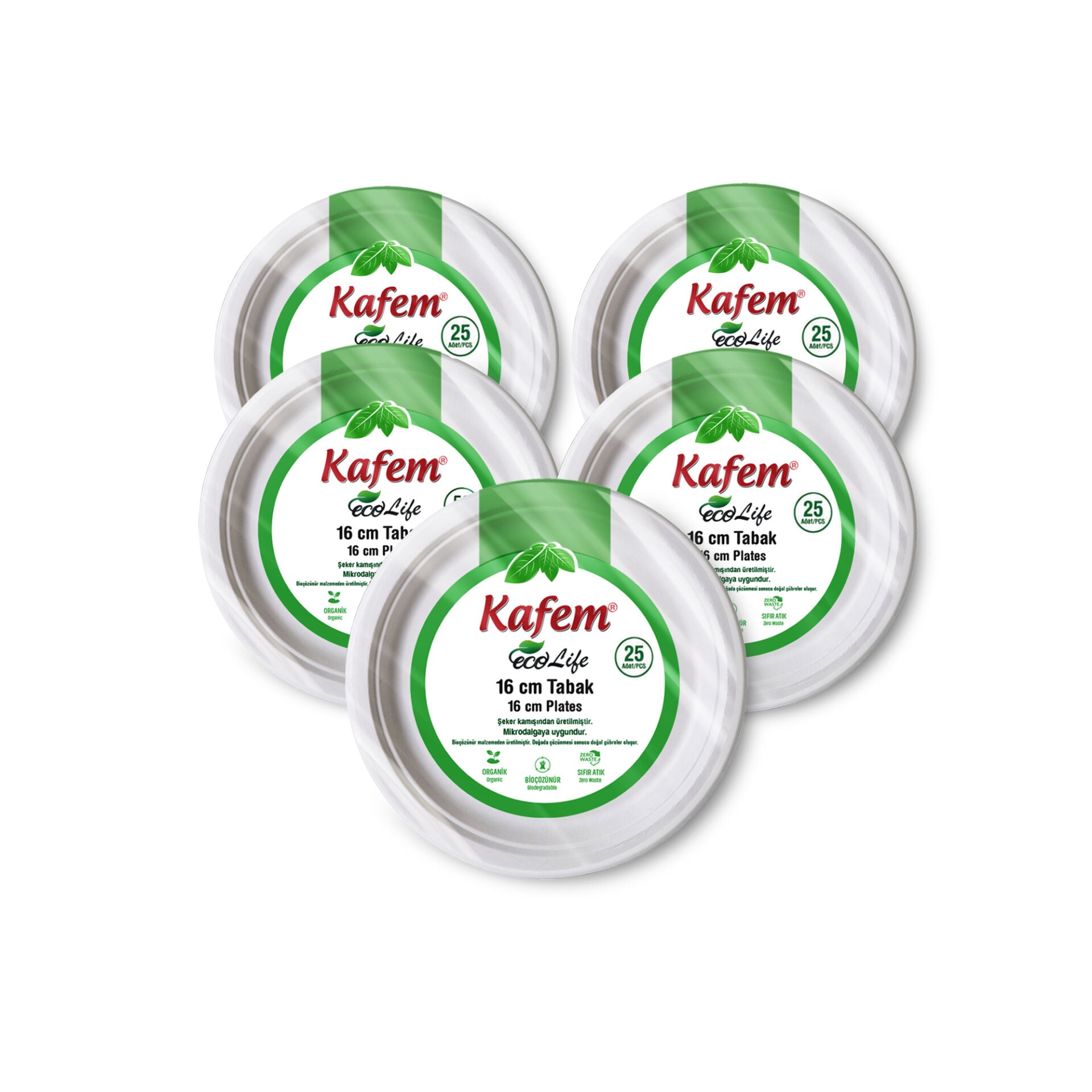 Kafem Ekolojik Karton Tabak 16 cm 25 li X 5 Paket
