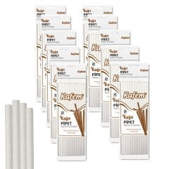 Kafem Beyaz Kağıt Pipet 19,5cm 25li x 10 Paket