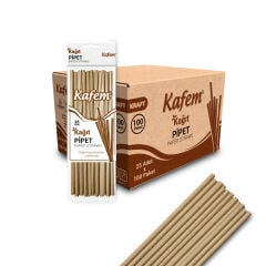 Kafem Kraft Kağıt Pipet 19,5cm 25li x 100 Paket (Koli)