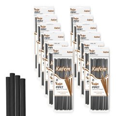 Kafem Siyah Kağıt Pipet 19,5cm 25li x 10 Paket
