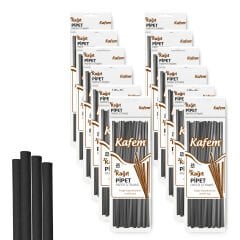 Kafem Siyah Kağıt Pipet 19,5cm 25li x 10 Paket