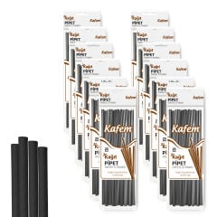 Kafem Siyah Kağıt Pipet 19,5cm 25li x 10 Paket