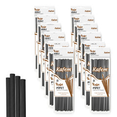 Kafem Siyah Kağıt Pipet 19,5cm 25li x 10 Paket