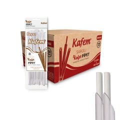Kafem Sargılı Beyaz Kağıt Pipet 19,5cm 25li x 100 Paket (Koli)