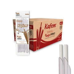 Kafem Sargılı Beyaz Kağıt Pipet 19,5cm 25li x 100 Paket (Koli)