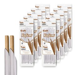 Kafem Sargılı Kraft Kağıt Pipet 19,5cm 25li x 10 Paket