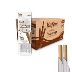 Kafem Sargılı Kraft Kağıt Pipet 19,5cm 25li x 100 Paket (Koli)
