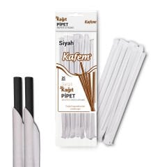 Kafem Sargılı Siyah Kağıt Pipet 19,5cm 25li x 100 Paket (Koli)