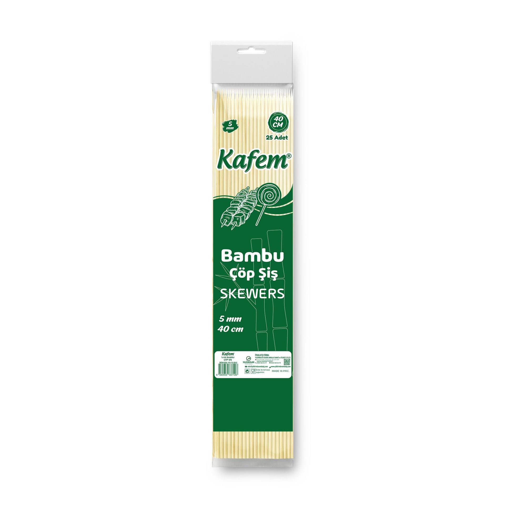 Kafem Bambu Çöp Şiş 40 cm 5 mm 25 Li