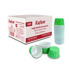 Kafem Yeşil Puantiyeli Muffin Kek Kapsülü 50li X 30 Paket (Koli) - K01