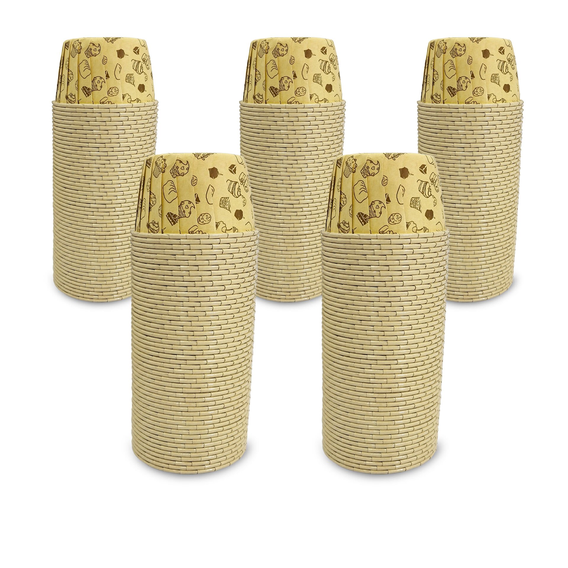 Kafem Kağıt Muffin Kek Kapsülü Desenli Kraft 50li X 5 Paket - K18