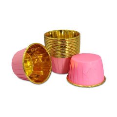 Kafem Muffin Kek Kapsülü Pembe-Altın 25li - K24