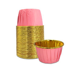 Kafem Muffin Kek Kapsülü Pembe-Altın 25li X 60 Paket (Koli) - K24