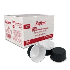 Kafem Muffin Kek Kapsülü Siyah Büyük Boy 50li X 30 Paket (Koli) - K27
