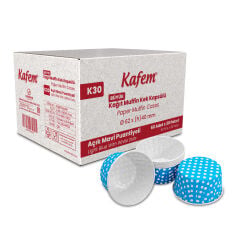 Kafem Muffin Kek Kapsülü Açık Mavi Puantiye Büyük Boy 50li X 30 Paket (Koli) - K30