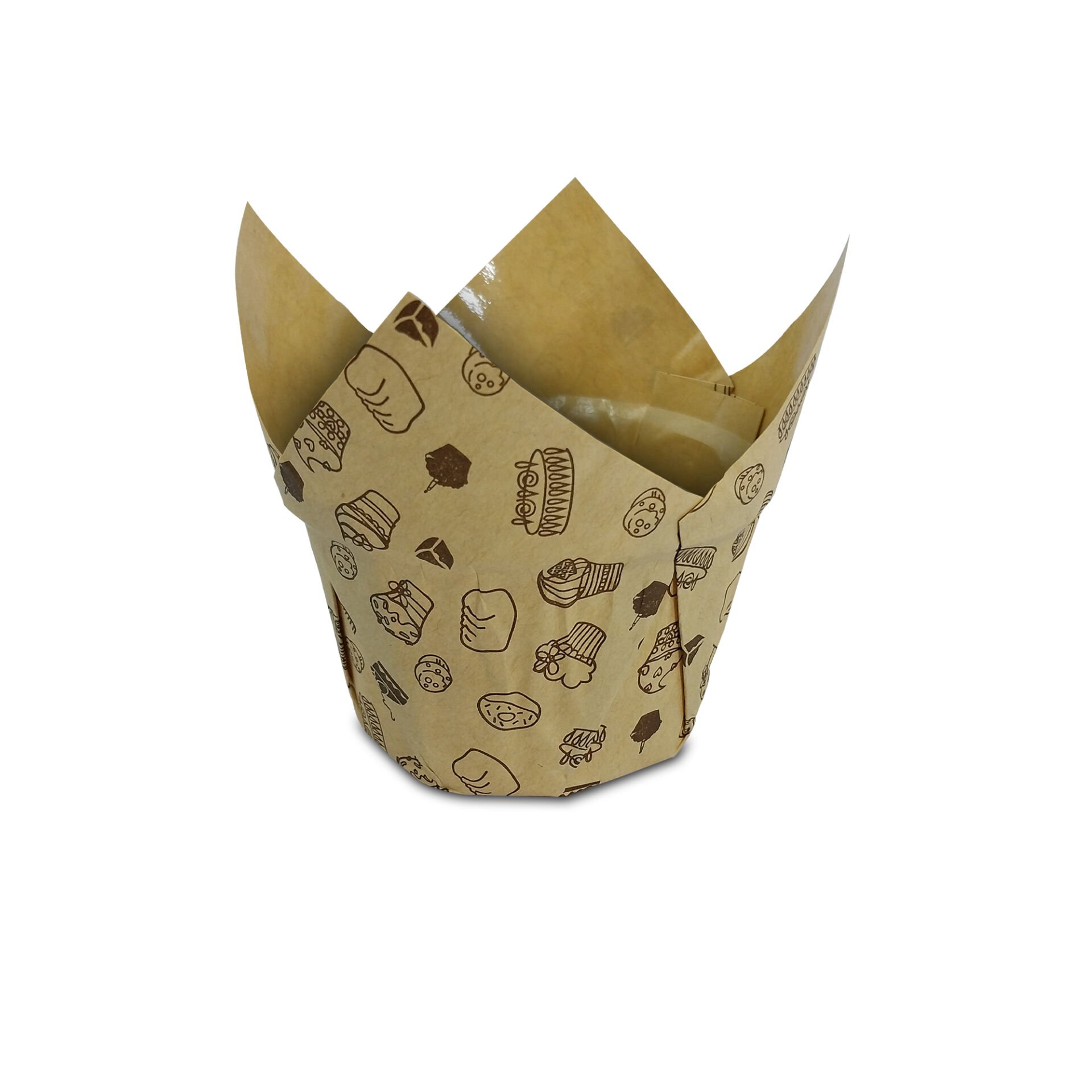 Kafem Muffin Kek Kapsülü Kalın Tulip Kraft Desenli 50li - K32