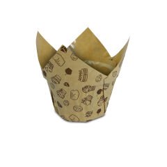 Kafem Muffin Kek Kapsülü Kalın Tulip Kraft Desenli 50li X 30 Paket (Koli) - K32