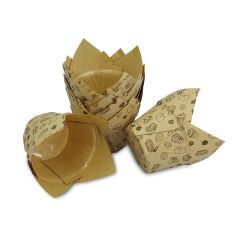 Kafem Muffin Kek Kapsülü Kalın Tulip Kraft Desenli 50li X 30 Paket (Koli) - K32