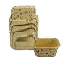 Kafem Muffin Kek Kapsülü Kare Kraft Desenli 50li - K33