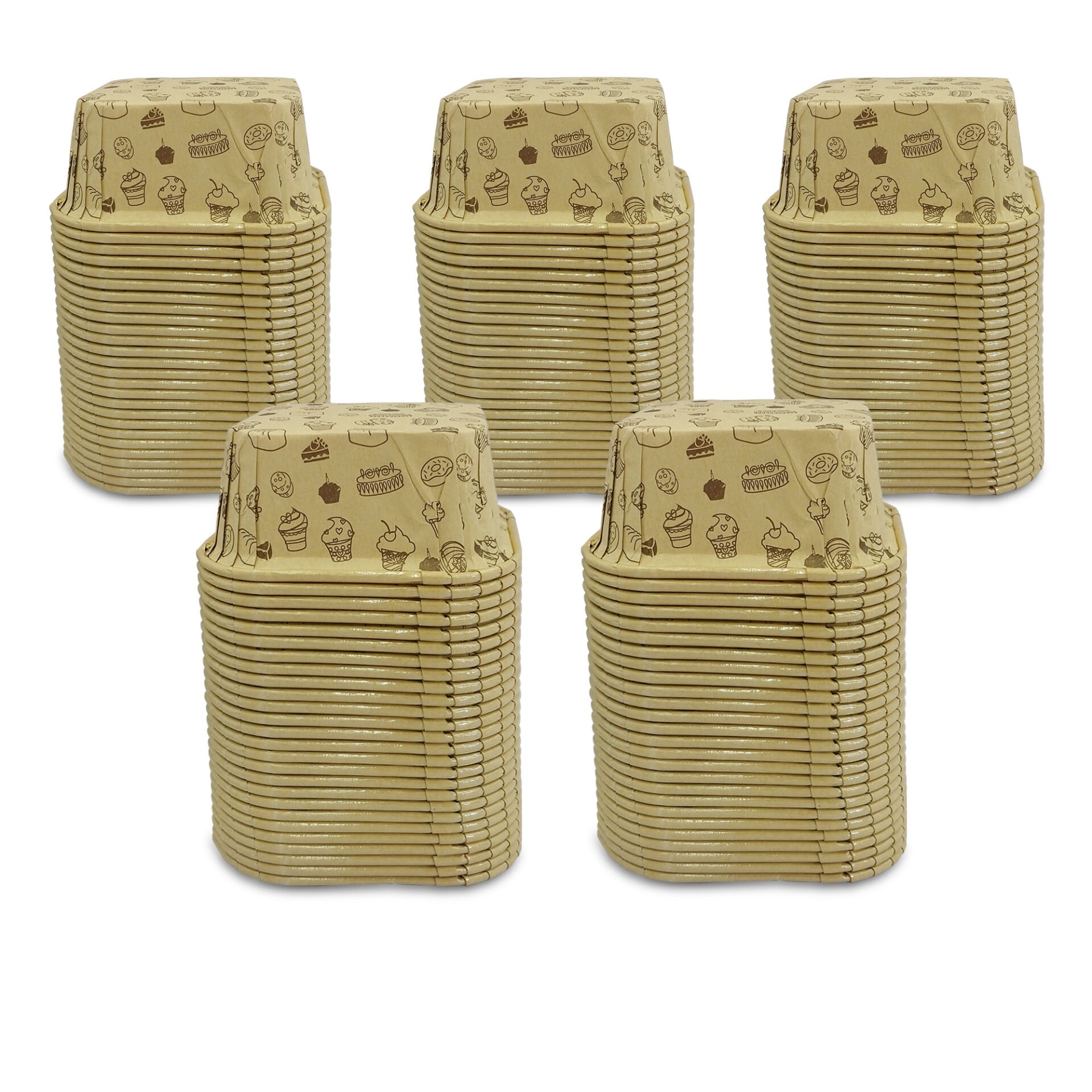 Kafem Muffin Kek Kapsülü Kare Kraft Desenli 50li X 5 Paket - K33