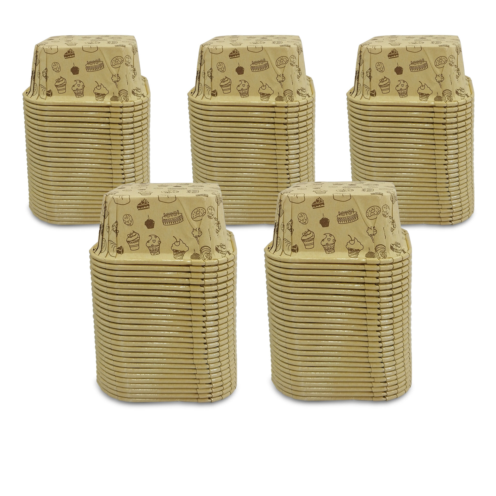 Kafem Muffin Kek Kapsülü Kare Kraft Desenli 50li X 5 Paket - K33