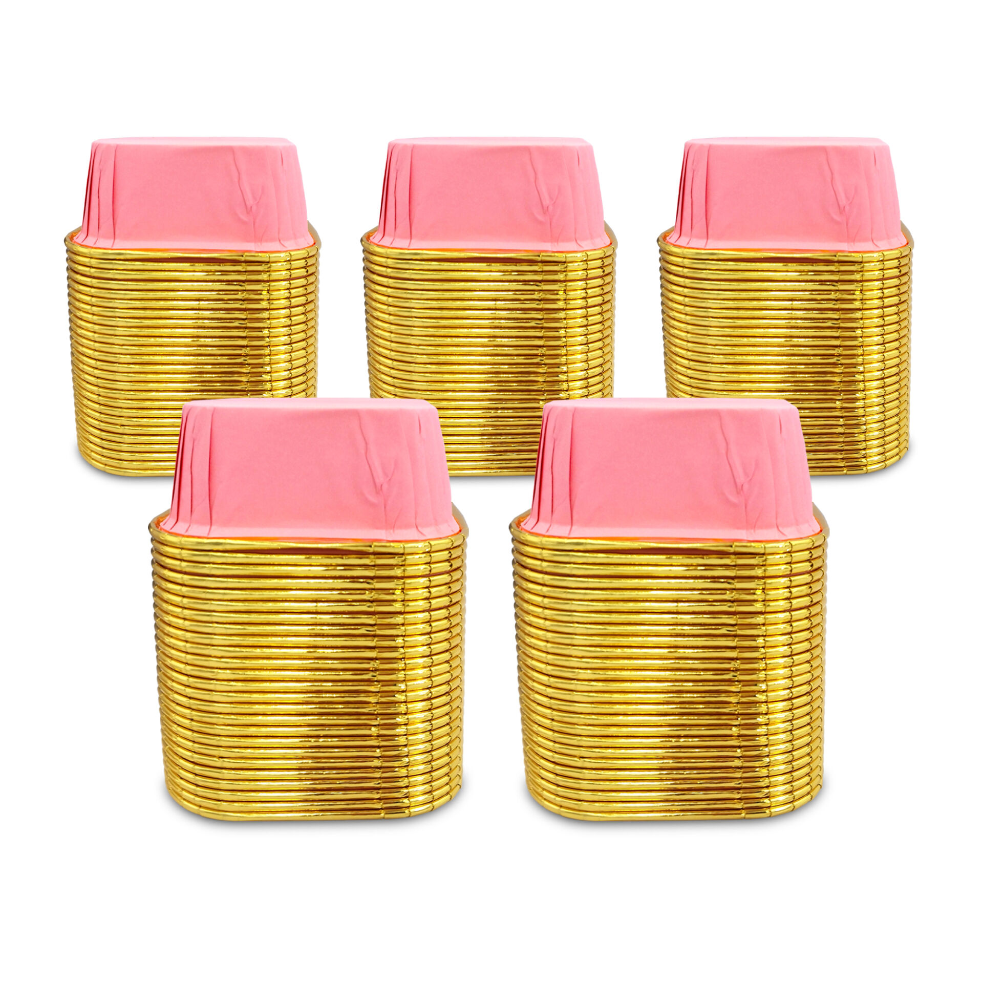 Kafem Muffin Kek Kapsülü Kare Pembe-Altın 25li X 5 Paket - K35
