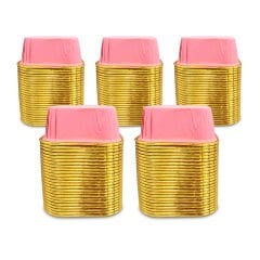 Kafem Muffin Kek Kapsülü Kare Pembe-Altın 25li X 5 Paket - K35