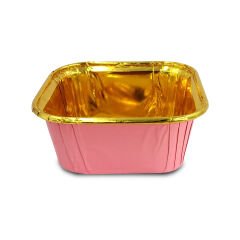 Kafem Muffin Kek Kapsülü Kare Pembe-Altın 25li X 5 Paket - K35