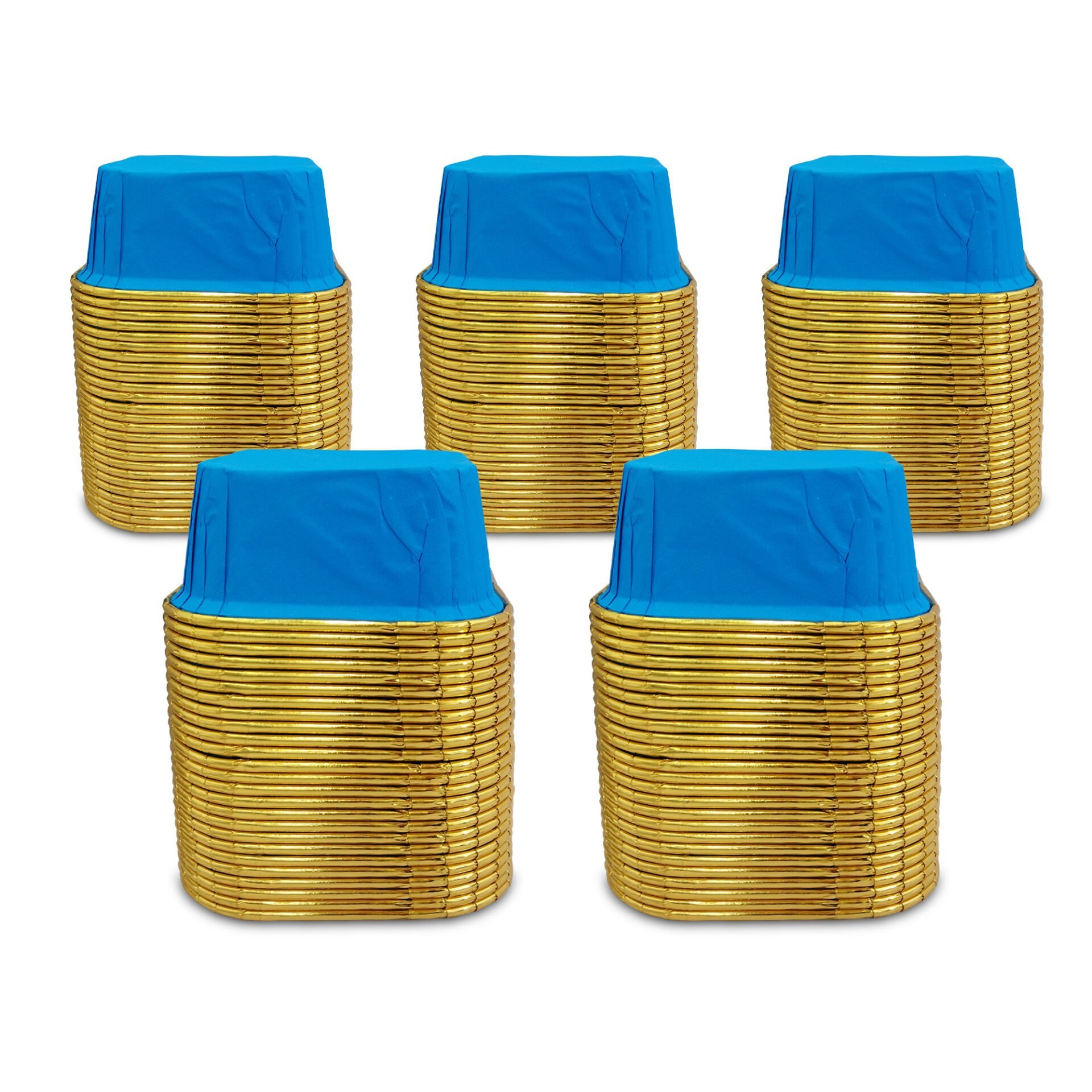 Kafem Muffin Kek Kapsülü Kare Mavi-Altın 25li X 5 Paket - K36