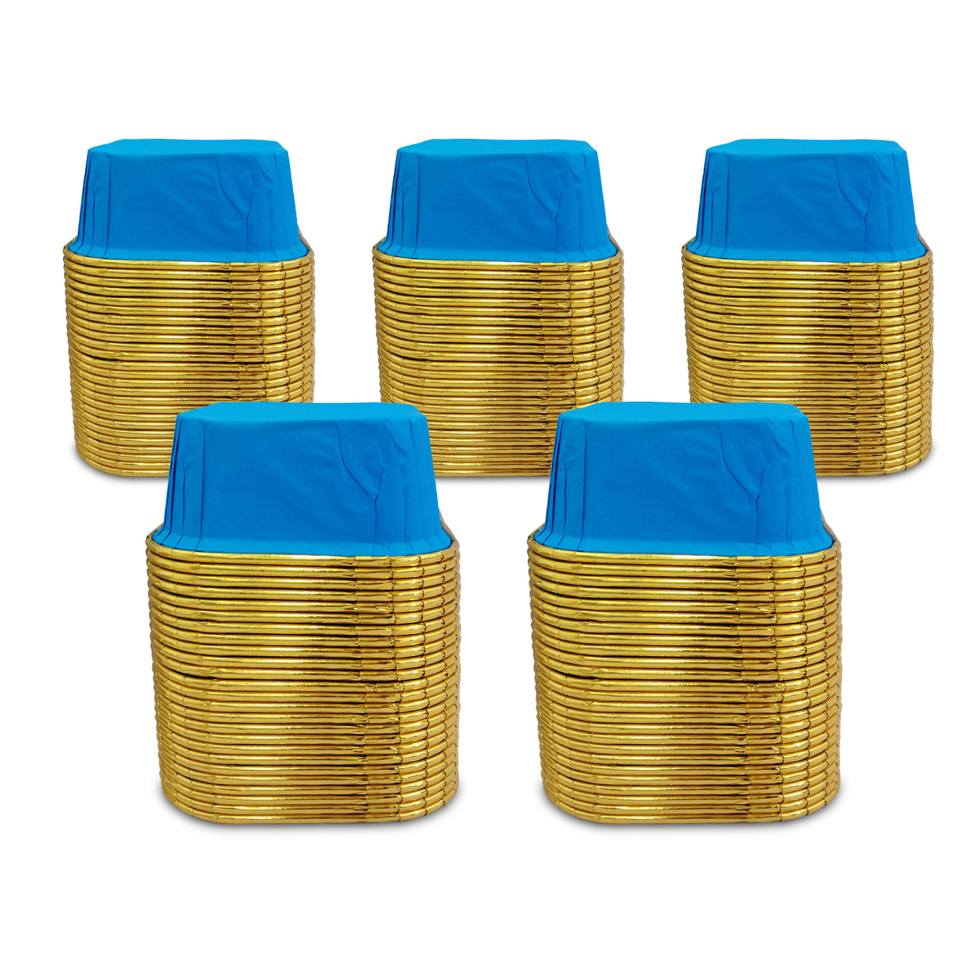 Kafem Muffin Kek Kapsülü Kare Mavi-Altın 25li X 5 Paket - K36
