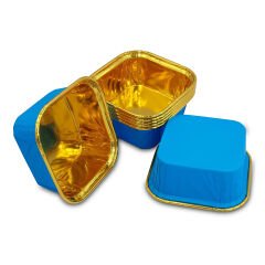 Kafem Muffin Kek Kapsülü Kare Mavi-Altın 25li X 5 Paket - K36