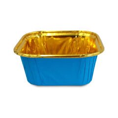 Kafem Muffin Kek Kapsülü Kare Mavi-Altın 25li X 5 Paket - K36