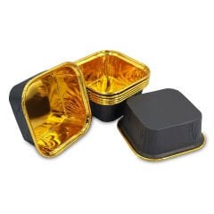 Kafem Muffin Kek Kapsülü Kare Siyah-Altın 25li - K37