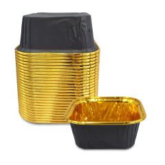 Kafem Muffin Kek Kapsülü Kare Siyah-Altın 25li X 5 Paket - K37