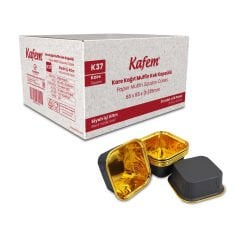 Kafem Muffin Kek Kapsülü Kare Siyah-Altın 25li X 60 Paket (Koli) - K37
