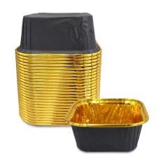 Kafem Muffin Kek Kapsülü Kare Siyah-Altın 25li X 60 Paket (Koli) - K37
