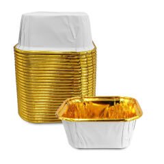 Kafem Muffin Kek Kapsülü Kare Beyaz-Altın 25li - K38