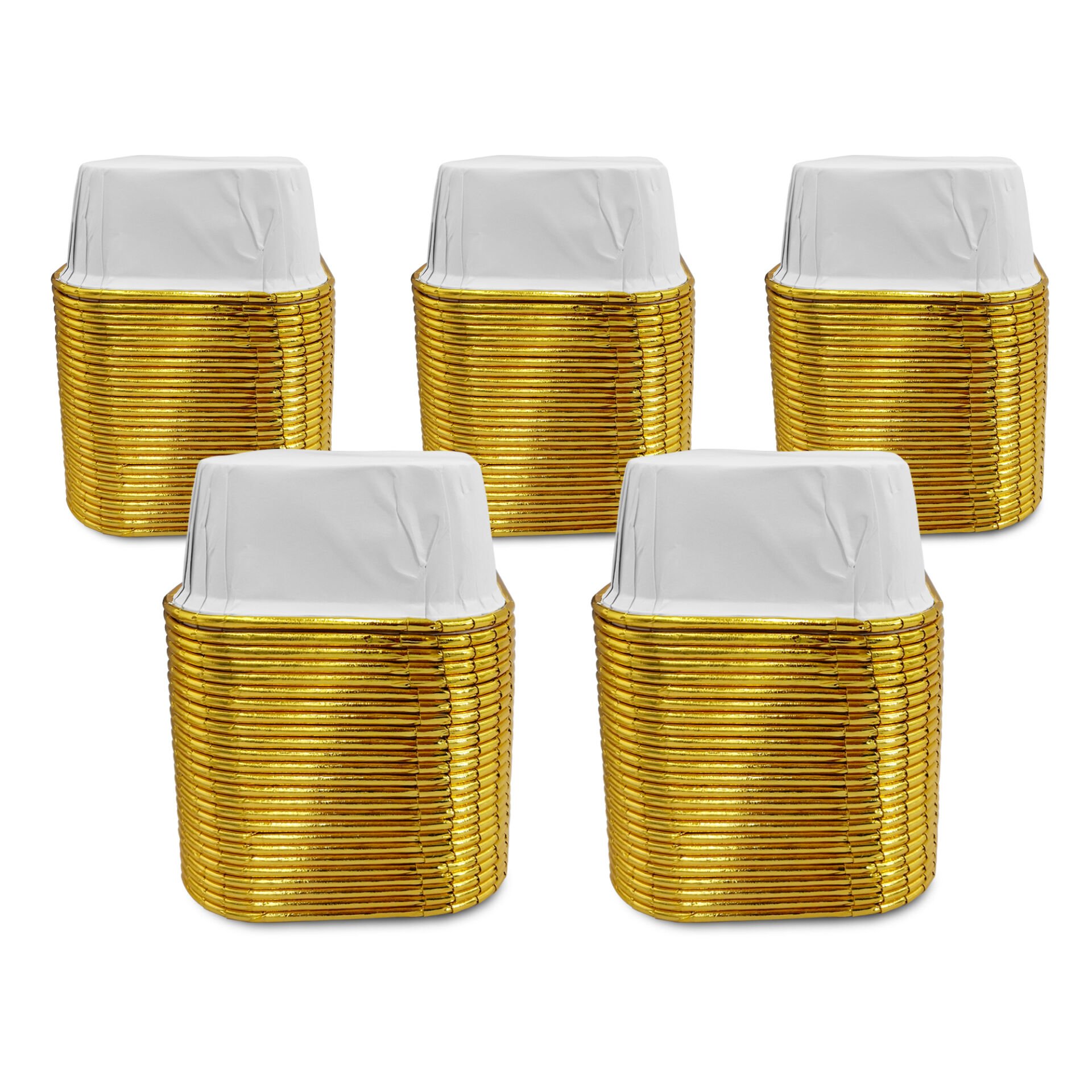 Kafem Muffin Kek Kapsülü Kare Beyaz-Altın 25li X 5 Paket - K38