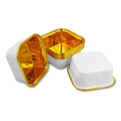 Kafem Muffin Kek Kapsülü Kare Beyaz-Altın 25li X 5 Paket - K38