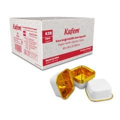 Kafem Muffin Kek Kapsülü Kare Beyaz-Altın 25li X 60 Paket (Koli) - K38