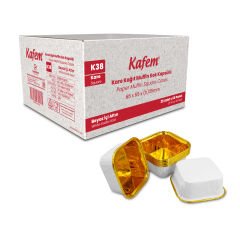 Kafem Muffin Kek Kapsülü Kare Beyaz-Altın 25li X 60 Paket (Koli) - K38