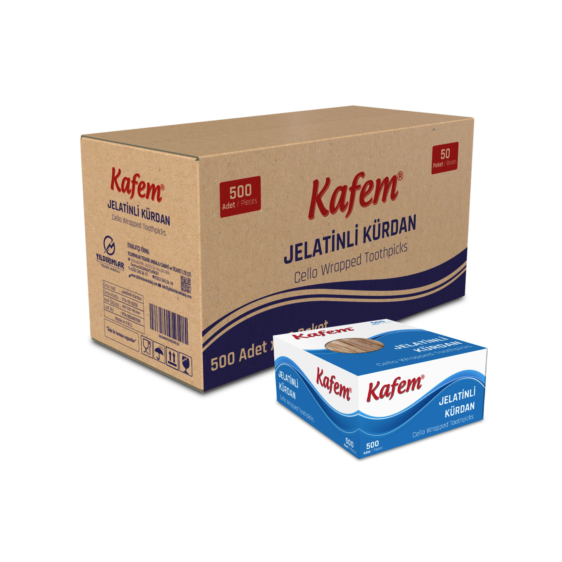 Kafem Jelatinli Kürdan 500lü x 50 Paket (Koli)
