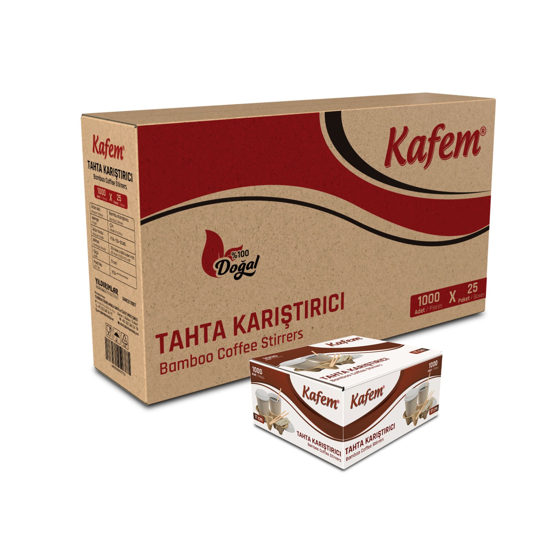 Kafem Tahta Karıştırıcı 11cm 1000 Adet x 25 Paket (Koli)