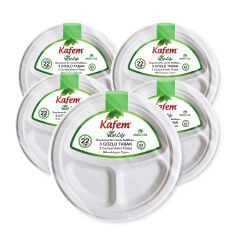 Kafem Ekolojik 3 Gözlü Karton Tabak 22 cm 25 li X 5 Paket