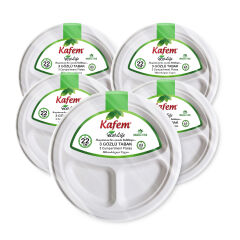 Kafem Ekolojik 3 Gözlü Karton Tabak 22 cm 25 li X 5 Paket
