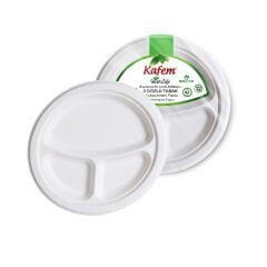 Kafem Ekolojik 3 Gözlü Karton Tabak 22 cm 25 li X 5 Paket