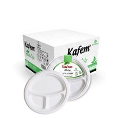 Kafem Ekolojik 3 Gözlü Karton Tabak 22 cm 25 li X 40 Paket (Koli)